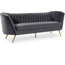  Manufacturer Color_Grey -- Margo 88" Grey Velvet Upholstered Sofa IMAGE 1