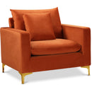  Manufacturer Color_Cognac -- Naomi Cognac Velvet Upholstered Chair IMAGE 1