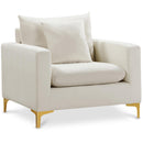  Manufacturer Color_Cream -- Naomi Cream Velvet Upholstered Chair IMAGE 1
