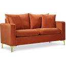  Manufacturer Color_Cognac -- Naomi 58" Cognac Velvet Upholstered Loveseat IMAGE 1