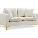  Manufacturer Color_Cream -- Naomi 58" Cream Velvet Upholstered Loveseat IMAGE 1