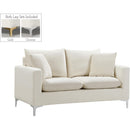  Manufacturer Color_Cream -- Naomi 58" Cream Velvet Upholstered Loveseat IMAGE 2