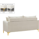  Manufacturer Color_Cream -- Naomi 58" Cream Velvet Upholstered Loveseat IMAGE 5