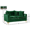  Manufacturer Color_Green -- Naomi 58" Green Velvet Upholstered Loveseat IMAGE 7