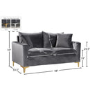  Manufacturer Color_Grey -- Naomi 58" Grey Velvet Upholstered Loveseat IMAGE 7