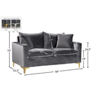 Meridian Naomi Grey Velvet Loveseat IMAGE 7