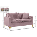 Manufacturer Color_Pink -- Naomi 58" Pink Velvet Upholstered Loveseat IMAGE 7