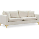  Manufacturer Color_Cream -- Naomi 81.5" Cream Velvet Upholstered Sofa IMAGE 1