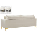  Manufacturer Color_Cream -- Naomi 81.5" Cream Velvet Upholstered Sofa IMAGE 5