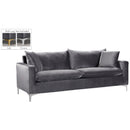  Manufacturer Color_Grey -- Naomi 81.5" Grey Velvet Upholstered Sofa IMAGE 2