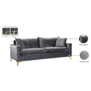  Manufacturer Color_Grey -- Naomi 81.5" Grey Velvet Upholstered Sofa IMAGE 9