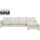  Manufacturer Color_Cream -- Naomi 110" Cream Velvet Upholstered Reversible Sectional IMAGE 11