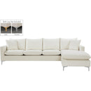  Manufacturer Color_Cream -- Naomi 110" Cream Velvet Upholstered Reversible Sectional IMAGE 12
