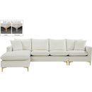  Manufacturer Color_Cream -- Naomi 110" Cream Velvet Upholstered Reversible Sectional IMAGE 13