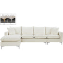  Manufacturer Color_Cream -- Naomi 110" Cream Velvet Upholstered Reversible Sectional IMAGE 14