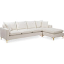  Manufacturer Color_Cream -- Naomi 110" Cream Velvet Upholstered Reversible Sectional IMAGE 1