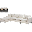  Manufacturer Color_Cream -- Naomi 110" Cream Velvet Upholstered Reversible Sectional IMAGE 2