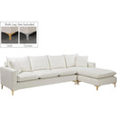  Manufacturer Color_Cream -- Naomi 110" Cream Velvet Upholstered Reversible Sectional IMAGE 3