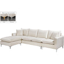 Manufacturer Color_Cream -- Naomi 110" Cream Velvet Upholstered Reversible Sectional IMAGE 4