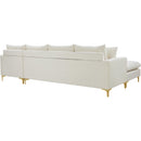  Manufacturer Color_Cream -- Naomi 110" Cream Velvet Upholstered Reversible Sectional IMAGE 9