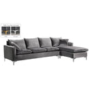  Manufacturer Color_Grey -- Naomi 110" Grey Velvet Upholstered Reversible Sectional IMAGE 10