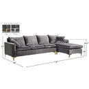 Meridian Naomi Grey Velvet 2 pc Reversible Sectional IMAGE 19