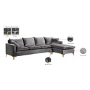  Manufacturer Color_Grey -- Naomi 110" Grey Velvet Upholstered Reversible Sectional IMAGE 20