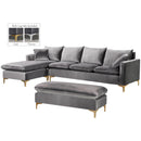  Manufacturer Color_Grey -- Naomi 110" Grey Velvet Upholstered Reversible Sectional IMAGE 2