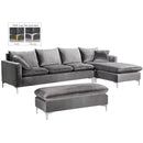  Manufacturer Color_Grey -- Naomi 110" Grey Velvet Upholstered Reversible Sectional IMAGE 3