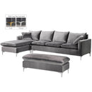  Manufacturer Color_Grey -- Naomi 110" Grey Velvet Upholstered Reversible Sectional IMAGE 4