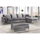  Manufacturer Color_Grey -- Naomi 110" Grey Velvet Upholstered Reversible Sectional IMAGE 5