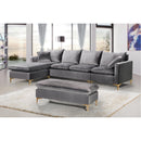  Manufacturer Color_Grey -- Naomi 110" Grey Velvet Upholstered Reversible Sectional IMAGE 6