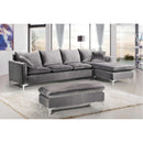  Manufacturer Color_Grey -- Naomi 110" Grey Velvet Upholstered Reversible Sectional IMAGE 7