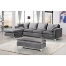  Manufacturer Color_Grey -- Naomi 110" Grey Velvet Upholstered Reversible Sectional IMAGE 8