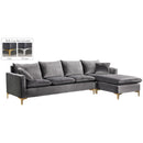 Manufacturer Color_Grey -- Naomi 110" Grey Velvet Upholstered Reversible Sectional IMAGE 9