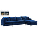  Manufacturer Color_Navy -- Naomi 110" Navy Velvet Upholstered Reversible Sectional IMAGE 10