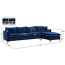  Manufacturer Color_Navy -- Naomi 110" Navy Velvet Upholstered Reversible Sectional IMAGE 17