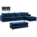  Manufacturer Color_Navy -- Naomi 110" Navy Velvet Upholstered Reversible Sectional IMAGE 3