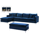  Manufacturer Color_Navy -- Naomi 110" Navy Velvet Upholstered Reversible Sectional IMAGE 4