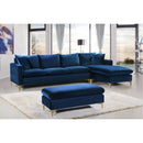  Manufacturer Color_Navy -- Naomi 110" Navy Velvet Upholstered Reversible Sectional IMAGE 5