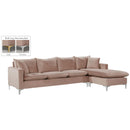  Manufacturer Color_Pink -- Naomi 110" Pink Velvet Upholstered Reversible Sectional IMAGE 10