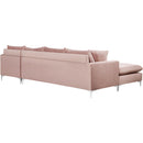  Manufacturer Color_Pink -- Naomi 110" Pink Velvet Upholstered Reversible Sectional IMAGE 15