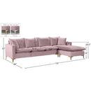  Manufacturer Color_Pink -- Naomi 110" Pink Velvet Upholstered Reversible Sectional IMAGE 17