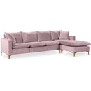  Manufacturer Color_Pink -- Naomi 110" Pink Velvet Upholstered Reversible Sectional IMAGE 1