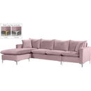  Manufacturer Color_Pink -- Naomi 110" Pink Velvet Upholstered Reversible Sectional IMAGE 2