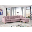  Manufacturer Color_Pink -- Naomi 110" Pink Velvet Upholstered Reversible Sectional IMAGE 3