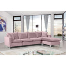  Manufacturer Color_Pink -- Naomi 110" Pink Velvet Upholstered Reversible Sectional IMAGE 4