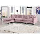  Manufacturer Color_Pink -- Naomi 110" Pink Velvet Upholstered Reversible Sectional IMAGE 6