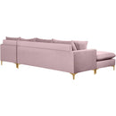  Manufacturer Color_Pink -- Naomi 110" Pink Velvet Upholstered Reversible Sectional IMAGE 7