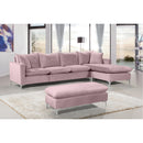  Manufacturer Color_Pink -- Naomi 110" Pink Velvet Upholstered Reversible Sectional IMAGE 8